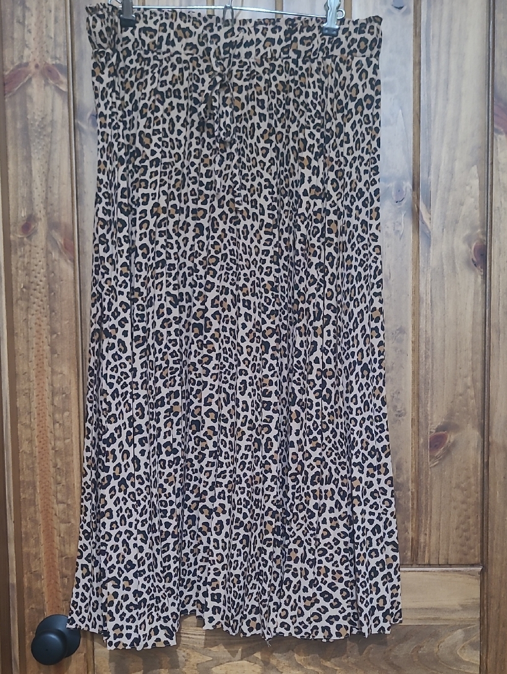 City Chic Leopard Print Pleated Maxi Skirt - Tan, Black